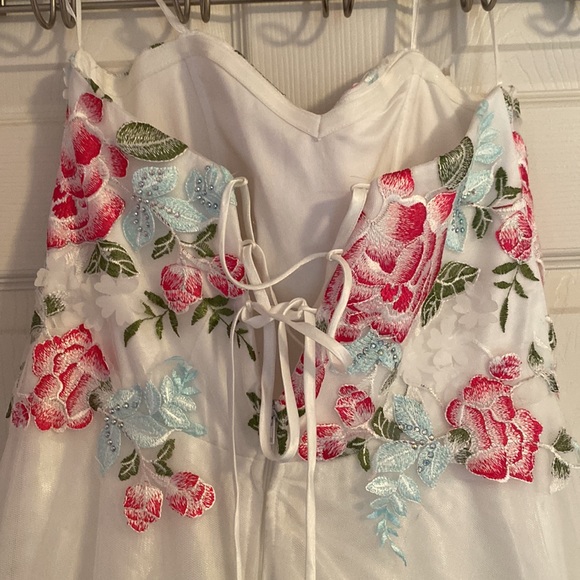 EUC Strapless Embroidered Prom Dress - Picture 7 of 13